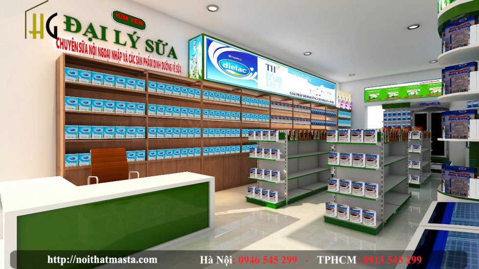 thiết kế shop sữa Kim Yến